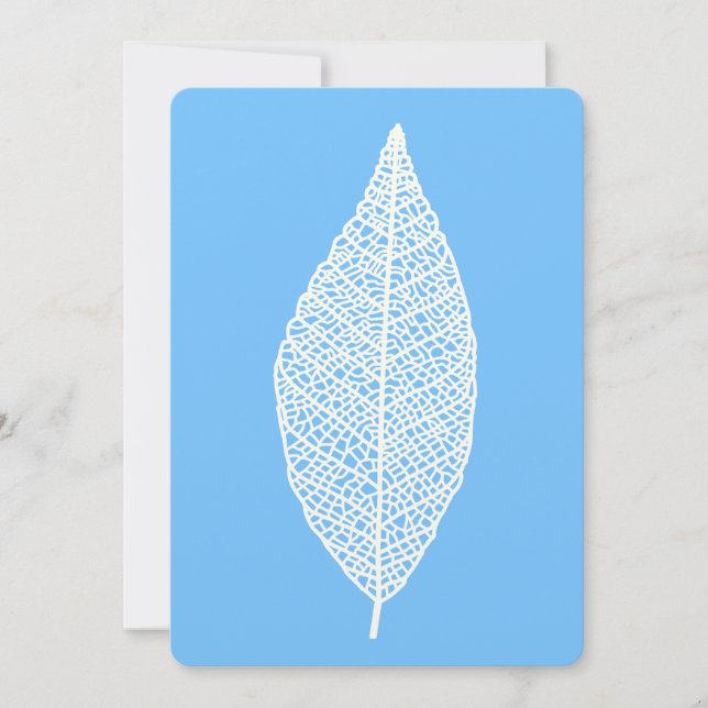 Carte plate avec dessin de squelette de feuille bl (Devant)