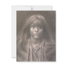 Carte plate avec impression d'un enfant amérindien
