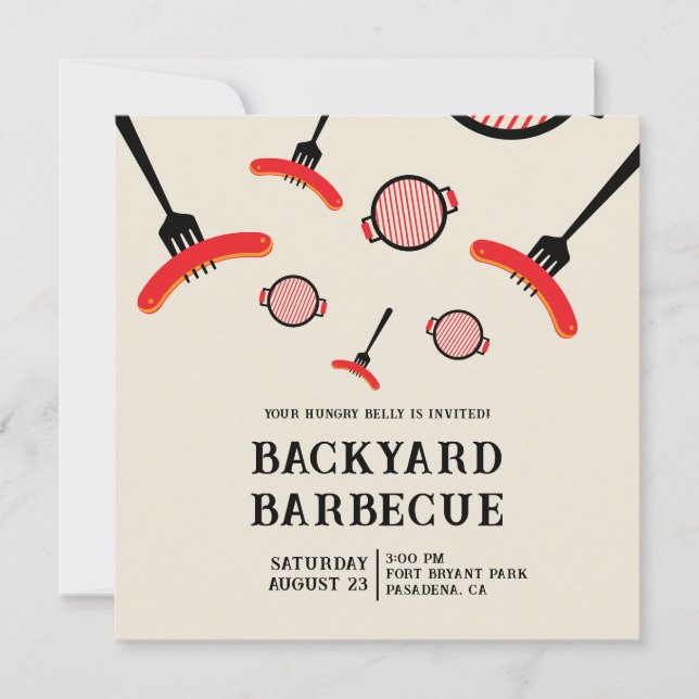 Carte plate BBQ Party avec illustration de grill e (Devant)