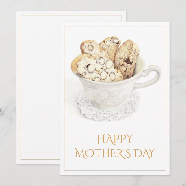 CARTE PLATE Biscotti pour la fête des Mères 5x7 (Devant / Derrière)