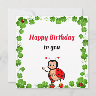 Carte plate d'anniversaire coccinelle heureuse mig