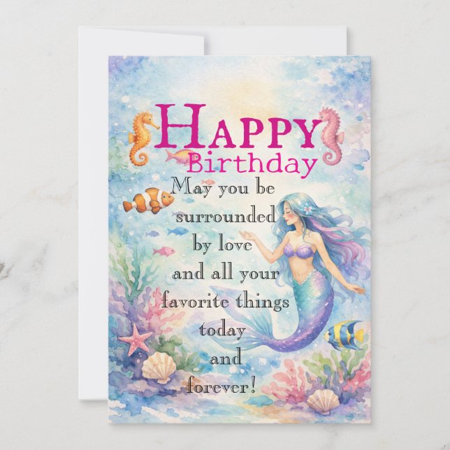 Carte plate d'anniversaire de fille (Devant)