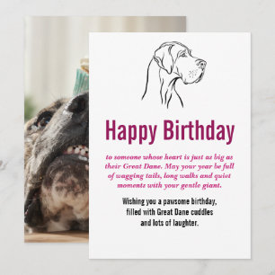 Carte plate d'anniversaire pour Grand Danois 