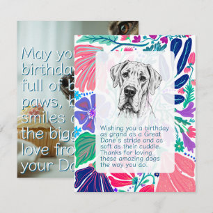 Carte plate d'anniversaire pour Grand Danois