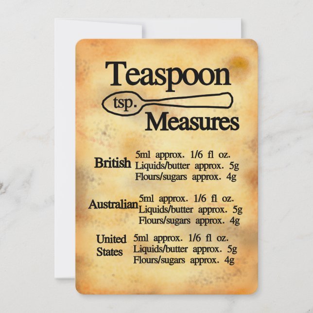 Carte plate de conversion des mesures de cuisson à (Devant)