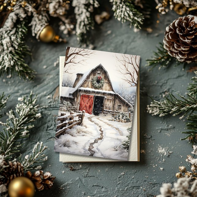 Carte plate de ferme de Noël avec écuries pour che (Créateur téléchargé)