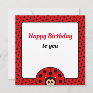 Carte plate de fête d'anniversaire de coccinelle m