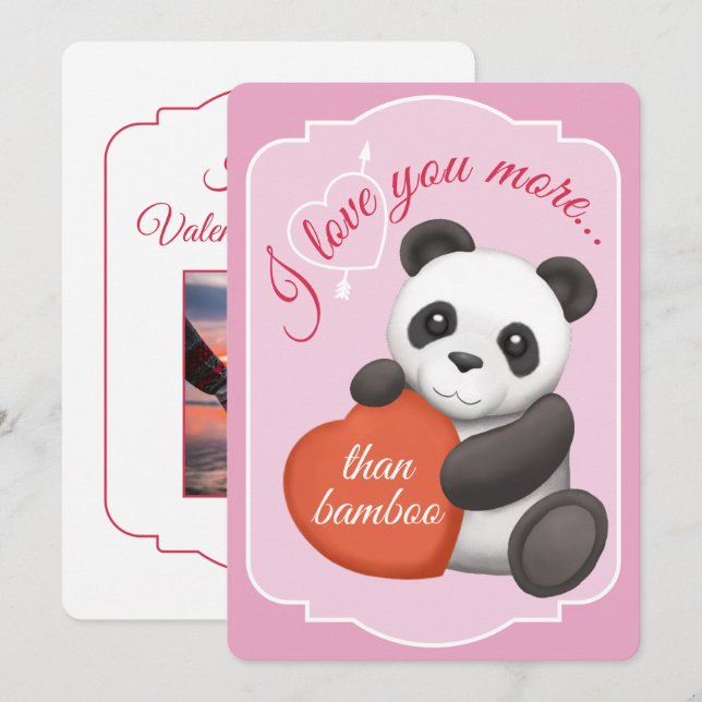 Carte plate de la Saint-Valentin Panda mignon (Devant / Derrière)