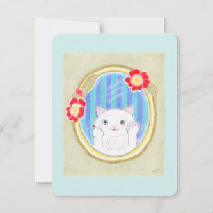 Carte plate de maquissage de chaton blanc mignon