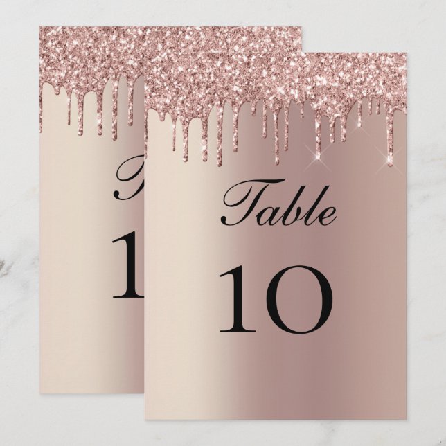 Carte plate de mariage avec gouttes de paillettes  (Devant / Derrière)
