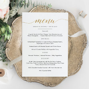 Carte plate de menu de calligraphie en or faux