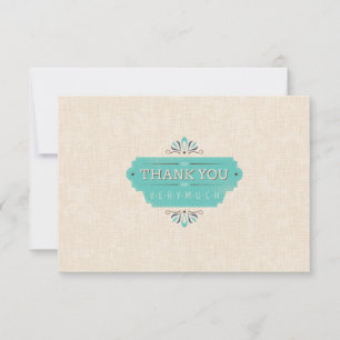 Carte plate de Merci turquoise