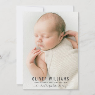 Carte plate de naissance avec photo de bébé modern