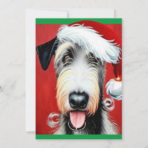 Carte plate de Noël fantaisiste Irish Wolfhound