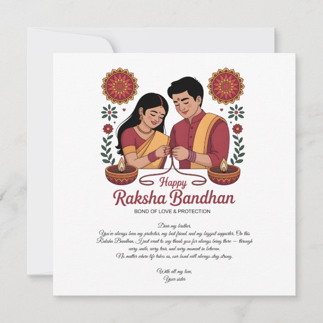 Carte plate de Raksha Bandhan joyeuse (Devant)
