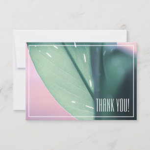 Carte plate de remerciement avec plante à feuilles