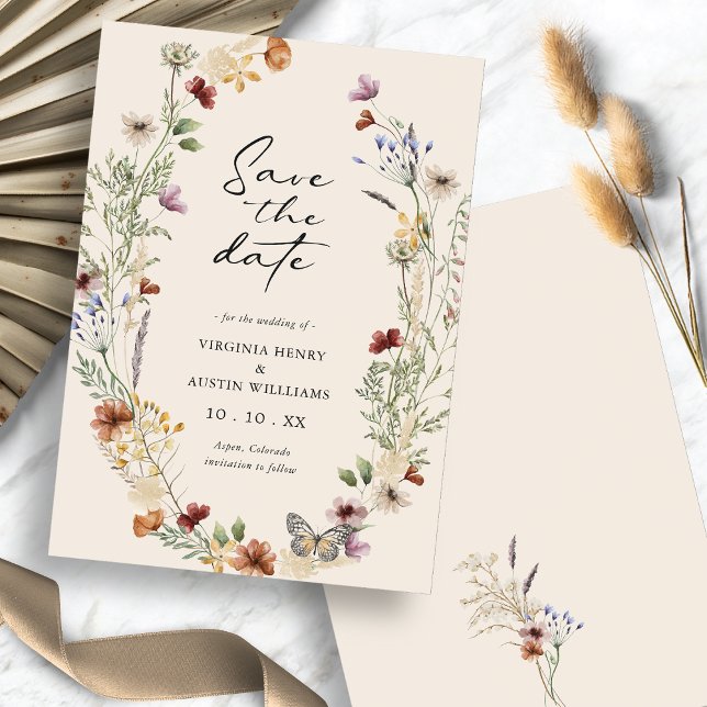 Carte plate de sauvegarde de date florale d'automn (Fall Floral Save The Date Flat Card
)