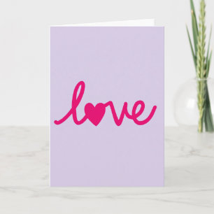 Carte plate de script de cœur d'amour minimaliste