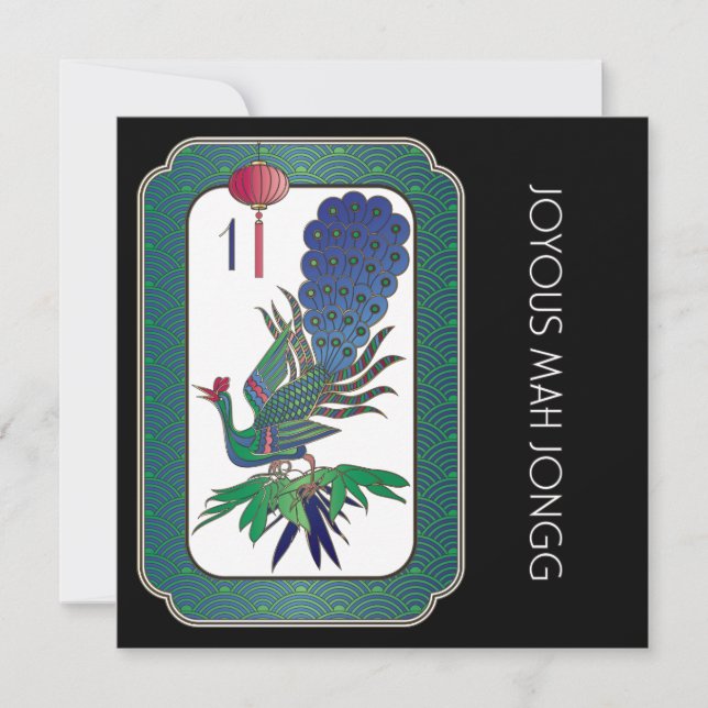 Carte plate de vacances d'oiseau de Mah Jongg (Devant)