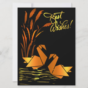 Carte plate de vœux Origami