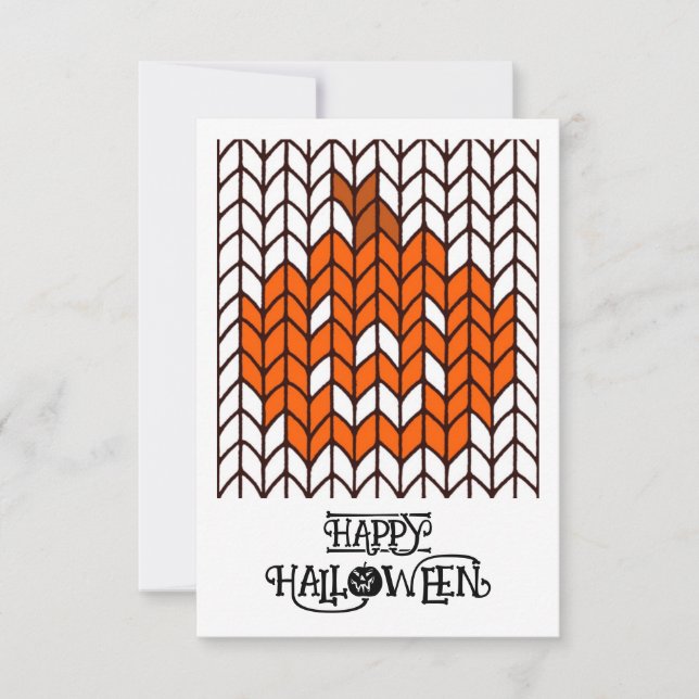 CARTE PLATE D'HALLOWEEN 3x5 CITROUILLE TRICOTÉE (Devant)