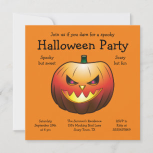 Carte plate d'invitation pour citrouille d'Hallowe