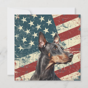 Carte plate Drapeau Américain Grunge Doberman Pins