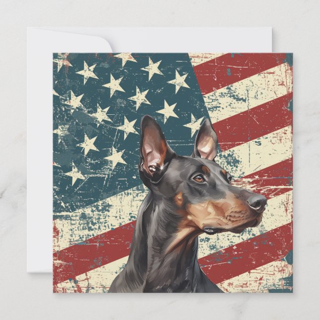 Carte plate Drapeau Américain Grunge Doberman Pins (Devant)