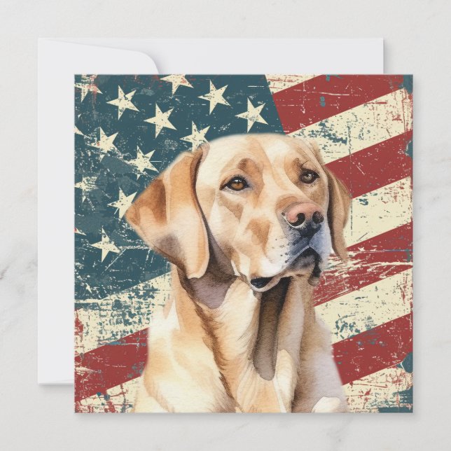 Carte plate Drapeau américain Grunge Labrador Retr (Devant)