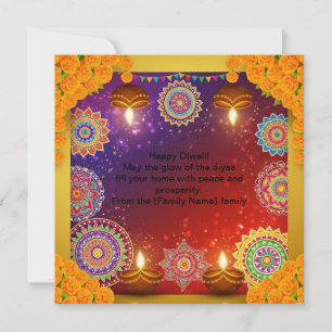 Carte plate élégante de Diwali Rangoli indien