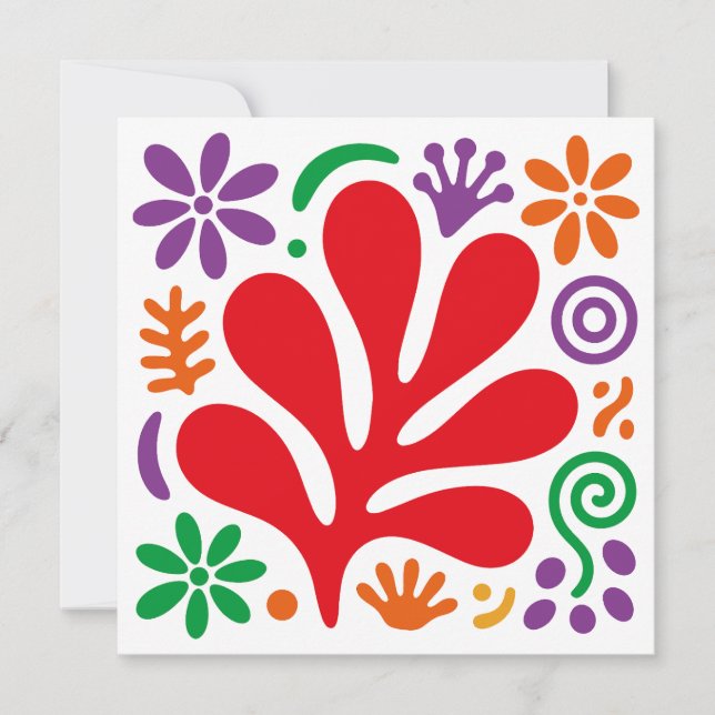 Carte plate florale abstraite – Art folklorique mo (Devant)