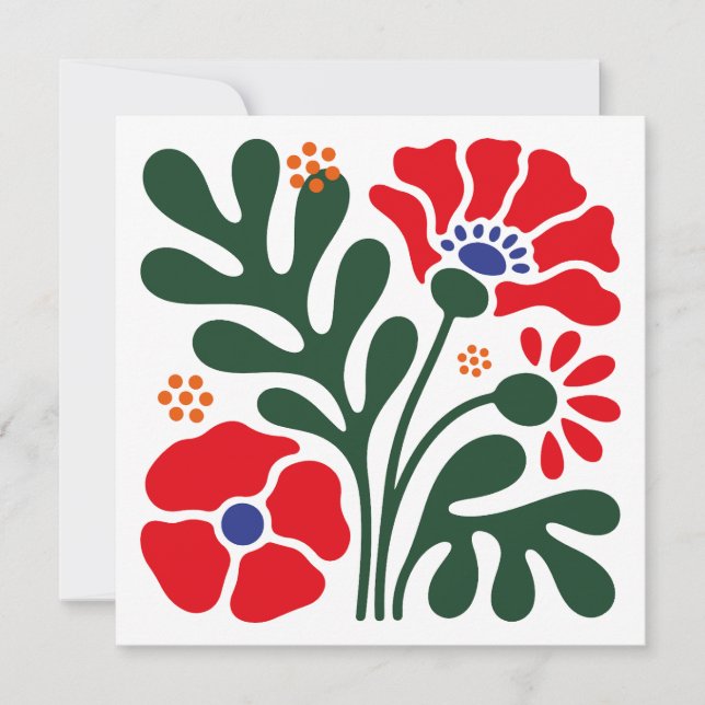 Carte plate florale abstraite audacieuse avec moti (Devant)