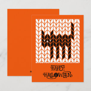 CARTE PLATE HALLOWEEN CHAT NOIR TRICOTÉE 4.25x5.5 