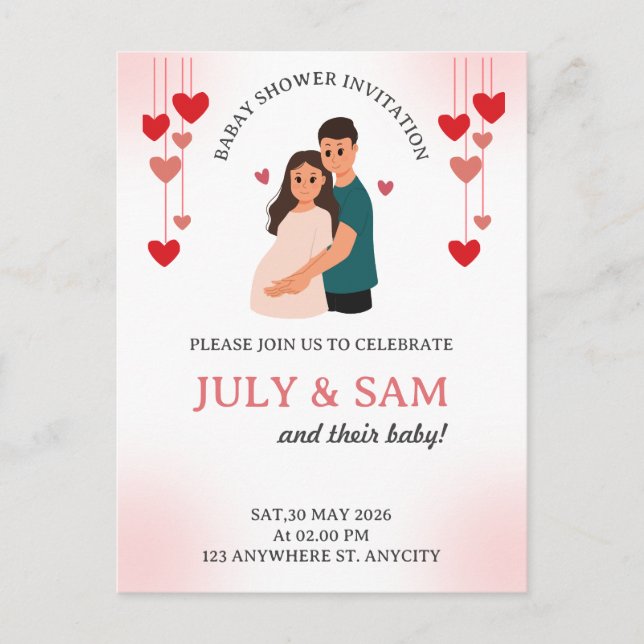 Carte plate - Invitation pour une baby shower (Devant)