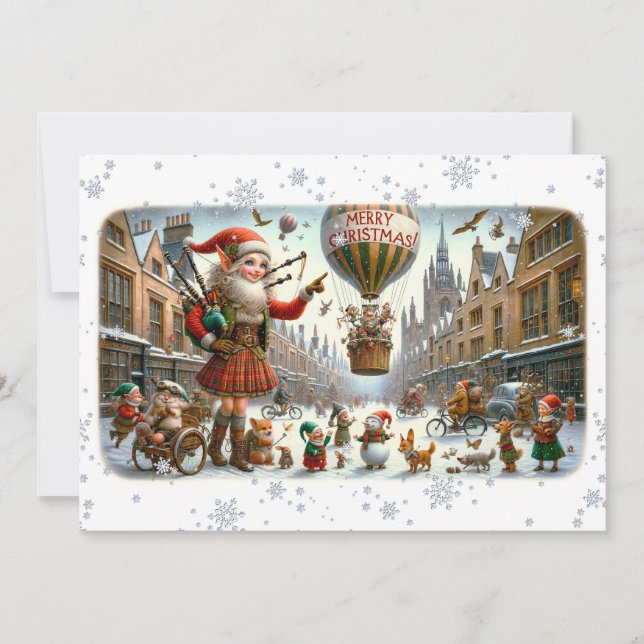 Carte plate Joyeux Noël 021(ElfSanta) (Devant)