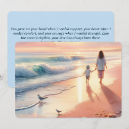 Carte plate Lever de soleil sur la plage avec mère
