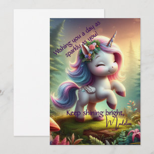 Carte plate licorne enchantée personnalisée