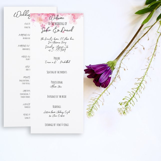 Carte plate mariage rustique fleur rose minimalist (Créateur téléchargé)