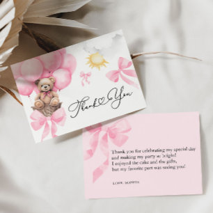 Carte plate Merci Ours Rose
