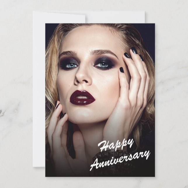 Carte plate moderne noir et blanc pour anniversair (Devant)
