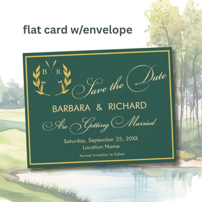 CARTE PLATE Monogramme de Golf Mariage Enregistrez (Créateur téléchargé)