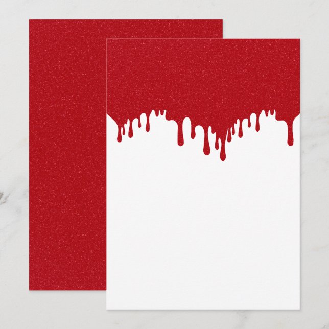Carte plate personnalisable à gouttes rouges tomat (Devant / Derrière)