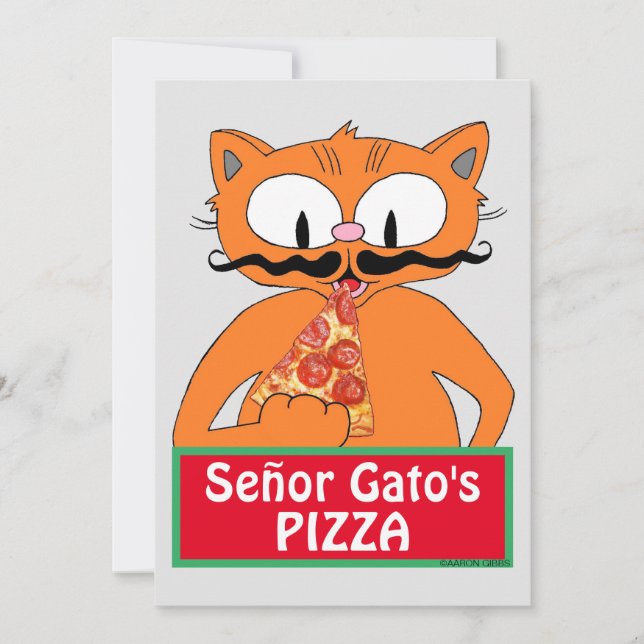 Carte plate - Pizza de Señor Gato Chat Drôle Moust (Devant)