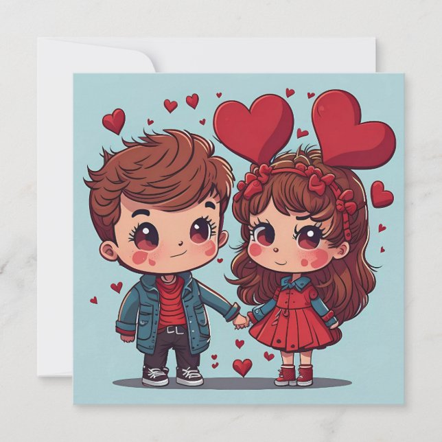 Carte plate pour couple de la Saint-Valentin (Devant)