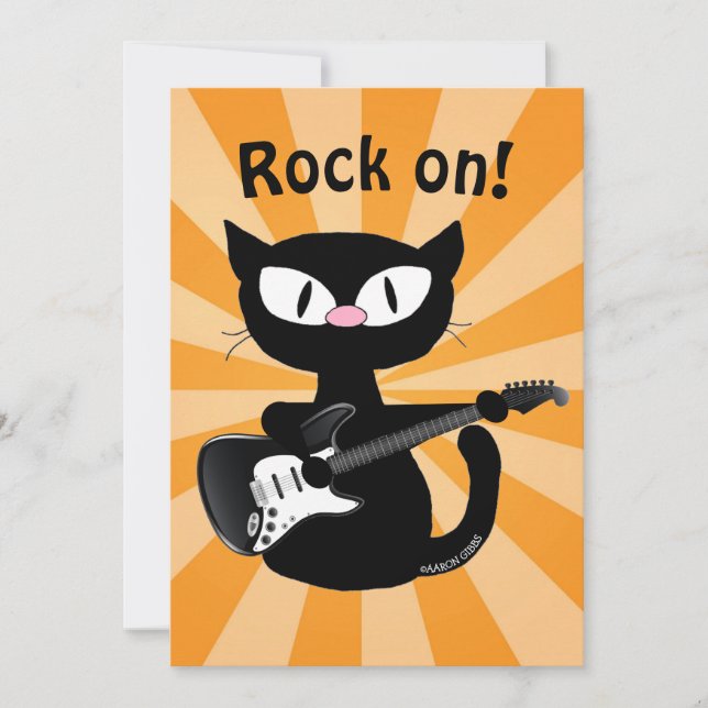 Carte plate - Rock on ! Chat guitariste rock (Devant)