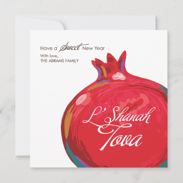 Carte plate Rosh Hashanah Grenade (Devant)