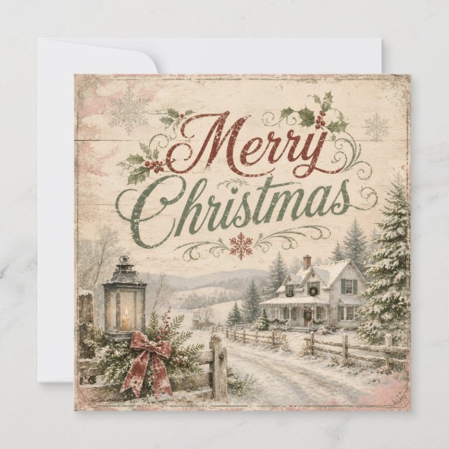 carte plate shabby chic village (Devant)