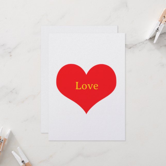 Carte plate thème Love - Amour - avec enveloppe (Devant/Arrière en situation)