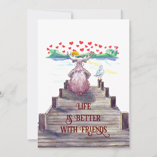 Carte plate Valentine Moose & Seagull 5x7 (Devant)