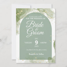 Carte plate vert sauge Invitation de mariage modif